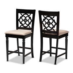 Baxton Studio Arden Modern and Contemporary Sand Fabric Upholstered Espresso Brown Finished Wood Counter Stool (Set of 2)